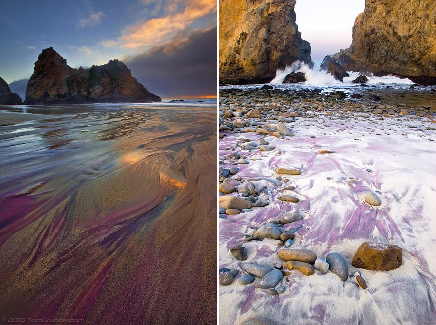 purple sand beaches