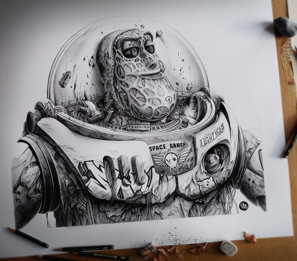 The Pencil Drawings of Pierre-Yves Riveau a.k.a. PEZ --- beautifully